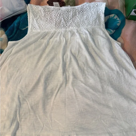 Knox Rose Women's Ribbed Tank Top White Sleeveless NWT - Picture 3 of 7